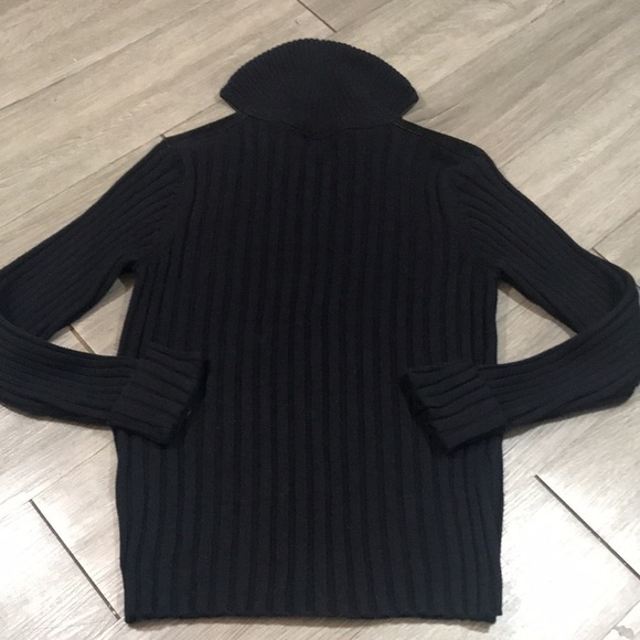 Denim & Co Black Zippers Front Black Cable Knit and Suede Cardigan Sweater - Picture 9 of 11